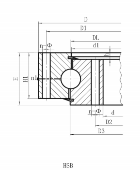 (HSB系列)單排四點(diǎn)接觸球式回轉(zhuǎn)支承無(wú)齒